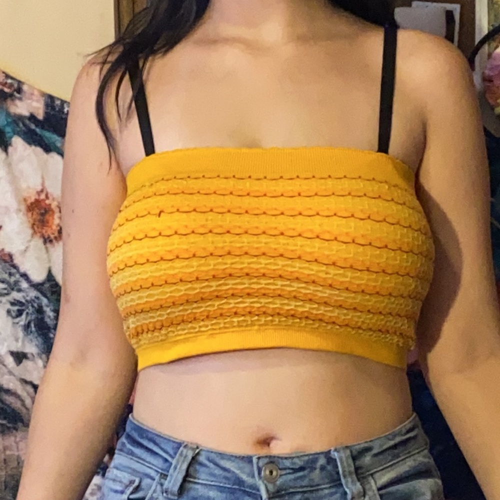 yellow and orange summer tube top
